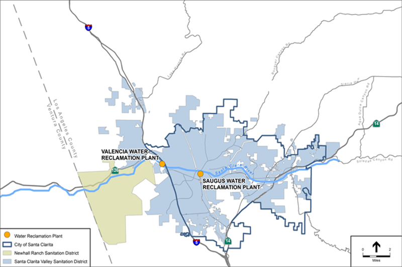 Figure 2 - Santa Clarita Valley and Newhall Ranch Sanitation Districts Service Areas Map