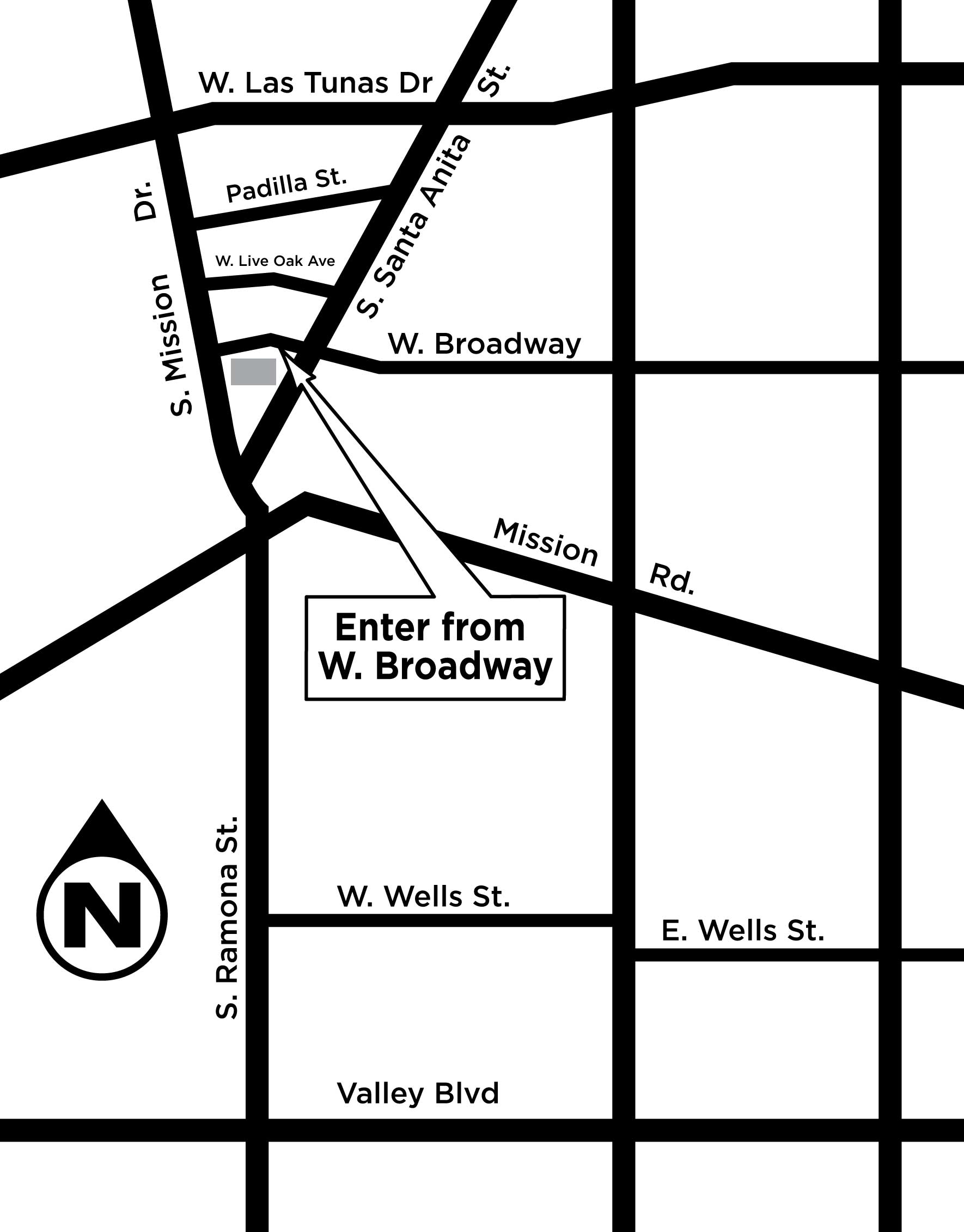 San Gabriel Mission Playhouse map