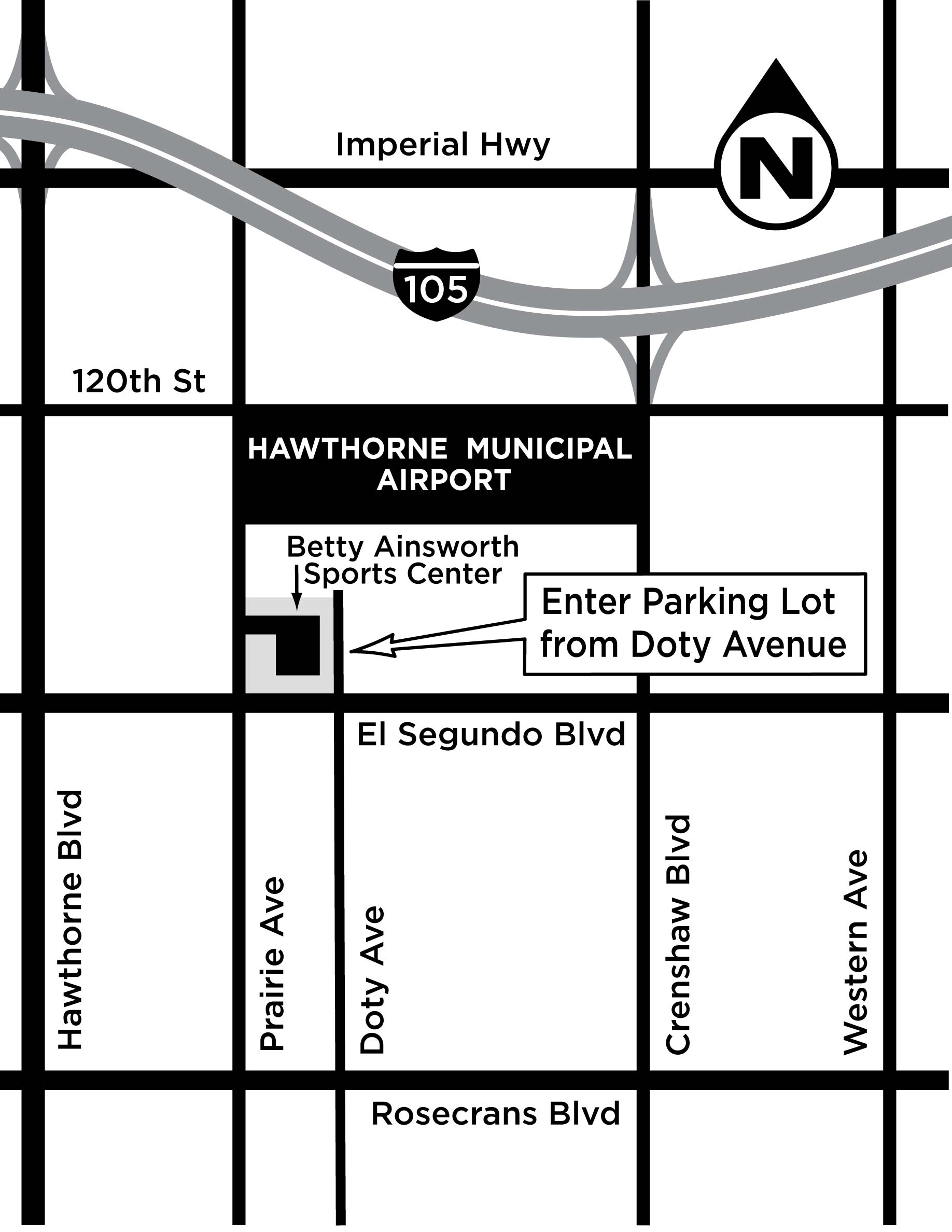 Betty Ainsworth Sports Center map